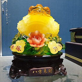 Cóc vàng ngậm tiền phong thủy cao 25 cm ngang 20 cm