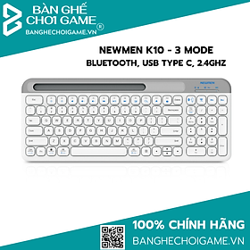 Bàn phím không dây Newmen K10 Dual Mode Bluetooth/ Wireless (Đen/ Trắng) - Hàng chính hãng