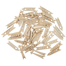 50 Pieces Assorted Wooden Arrow Sign Shapes Cutouts Craft Embellishment Gift Tag Wood Ornament for Wedding Christmas Home DIY