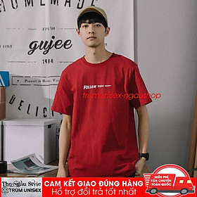Áo thun stee form rộng tay lửng nam nữ hàn quốc in chữ Theo đuổi Đam mê aothununisex