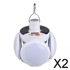 2xFoldable Football Bulb 4 Leaf Camping Lamp Solar Powered Tent Light Lantern