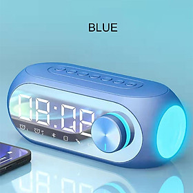 S8 Loa không dây Bluetooth tương thích Màn hình LED HD Loa Bass Âm thanh nổi Đồng hồ báo thức Đài FM Thẻ TF Phát nhạc Aux Color: Blue