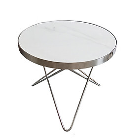 Mua Bàn sofa mặt đá vân mây tròn 60 chân khung inox TS0944-06E đẹp sang trọng dành cho phòng khách căn hộ chung cư hay văn phòng