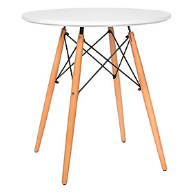 Bàn tròn ibie eiffel chân gỗ - trắng