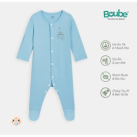 Bộ liền thân cài thẳng dài tay màu xanh Boube - Chất liệu Petit thoáng mát - Size Newborn