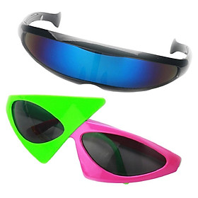 2 Pieces Sunglasses Party Glasses Cosplay Props Futuristic Narrow