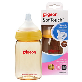 Bình sữa Pigeon cổ rộng PPSU PLUS ( Tặng 01 lục lạc gỗ phát tiếng vui nhộn cho bé )