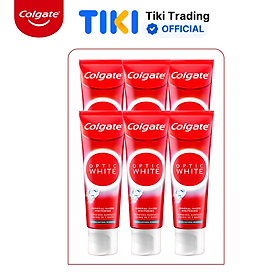 Bộ 6 Kem Đánh Răng Colgate trắng răng Optic White Exfoliating Mineral từ khoáng trắng cho răng sáng bóng 100g/tuýp