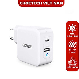 Mua Củ sạc nhanh 38w 2 cổng (1 PD+ 1 USB A) Choetech PD5002- Hàng chính hãng