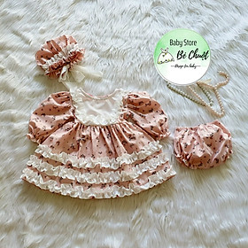 Set Váy Chip Hồng Bèo Tầng cho bé yêu tặng kèm nón