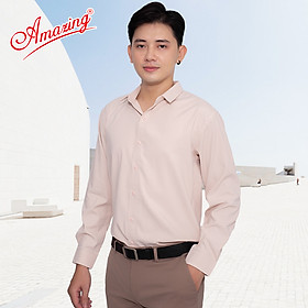 Áo sơ mi nam công sở Amazing, màu trơn, form slim fit không túi, vải Bamboo, phong cách Hàn, vạt bầu