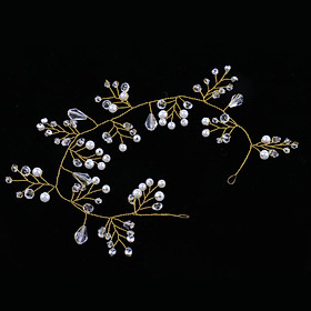 Elegant Women Hair Chain Pearls Crystal Rhinestone Wedding Bridal Headpieces