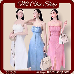 ĐẦM 2 DÂY NHÚN NGỰC KẾT NÚT 74261559 [MỎ CHU SHOP