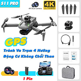 Mua Flycam mini giá rẻ K998 có camera kép 4K HD cảm biến tránh vật cản chướng ngại vật 4 chiều máy bay điều khiển từ xa drone S11 Pro thời gian bay 25 phút G.P.S tự quay trở về động cơ không chổi than  truyền hình ảnh trực tiếp về điện thoại - hàng chính hãng