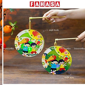 Lồng Đèn Trung Thu Gỗ 2 Mặt Màu - Bách Mộc - Rước Đèn Tròn