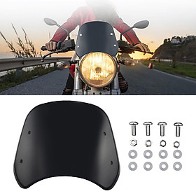 Universal Motorcycle Windshield Headlight Wind Deflector Windscreen, Protects Motorcyclists from Wind, Rocks and Debris, Black