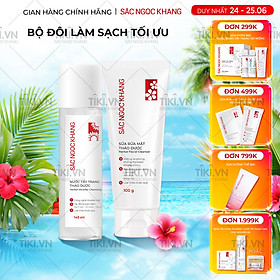 Bộ đôi làm sạch sâu cho da Sắc Ngọc Khang: Nước tẩy trang 145ml + Sữa rửa mặt 100g