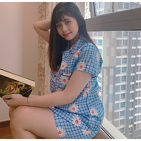 Bộ Đồ Nữ Mặc Nhà Bộ Đồ Ngủ Cate Họa Tiết Hoa Cúc Dễ Thương DB001 MayBlue Nhiều Họa Tiết