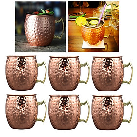 6pcs Handmade Stainless Steel Hammered Moscow Mule Mug Cup Beer Glass 530ML