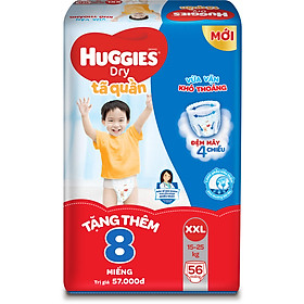 Tã Quần Huggies Dry Gói Cực Đại XXL56 56 Miếng - Tặng 8 Miếng