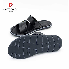 Sandal nam da bò thật Pierre Cardin PCMFWL 129, thiết kế có quai hậu, dễ mang, phù hợp với mùa hè, thoát hơi tốt - ĐEN - 40