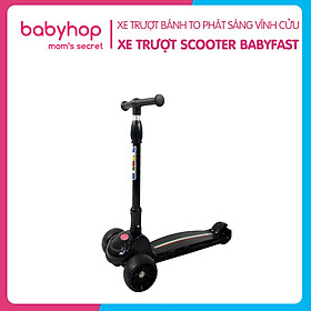 Xe trượt scooter Babyfast 3 bánh an toàn cho trẻ em của Babyhop chịu lực 90kg phù hợp cho cả bé trai và gái, bánh xe phát sáng vĩnh cửu, rèn luyện vận động, tăng chiều cao cho bé - Hàng chính hãng