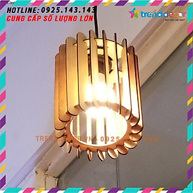 Đèn gỗ thả trần chiếu sáng dùng để trang trí, decor phòng khách