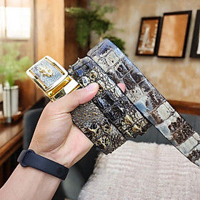 Thắt lưng cá sấu nguyên thủy không thuộc màu. Bản liền tấm 4cm