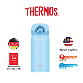 Bình giữ nhiệt Nhật Bản inox Thermos nút bấm 350ml JNR 350 - Hàng chính hãng - Light Blue