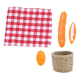 Miniature Foods Toy Mini Dollhouse Outdoor Picnic Bread Simulation Crafts Food, Miniature Doll House Bread Basket Kits