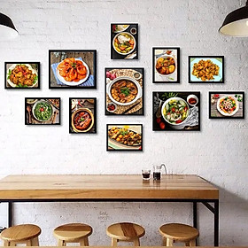 Mua (ẢNH CHỤP THẬT) Bộ 11 khung ảnh treo tường cơm trưa văn phòng trang trí quán ăn nhà hàng