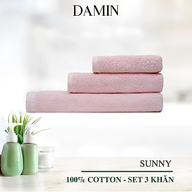 Mua Bộ 3 khăn mặt  tắm  gội Damin Sunny - màu hồng