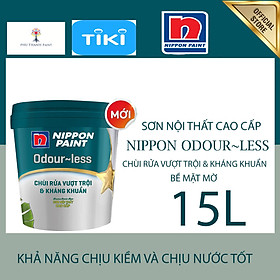 Mua Sơn nước nội thất - Siêu cao cấp - Nippon Odour~less -Chùi rửa- Kháng khuẩn - Bề mặt mờ - 15L