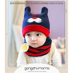 Set mũ len kèm khăn ống quàng cổ hình chú hổ cực đáng yêu cho bé từ 3 đến 18 tháng
