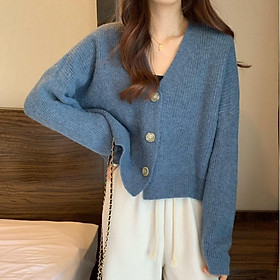 Áo len dệt kim dáng trơn giản dị phong cách Hàn