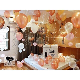 Bóng bay tông rose gold + bạc