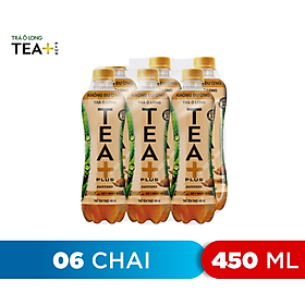 Lốc 6 Chai Ô long Không Đường Tea+ (450ml/Chai)