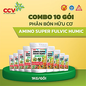 Combo 10 gói Phân Bón Humic Amino 85 vi lượng (1kg/gói) - sản phẩm của Công Ty Phân Bón Con Cò Vàng