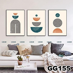 Tranh treo tường canvas 3 bức phong cách hiện đại Bắc Âu 71, tranh trừu tượng trang trí phòng khách, phòng ngủ, phòng ăn