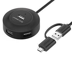 Bộ Chia USB Type-C + USB 2.0 Sang 4 Cổng USB 2.0 Hỗ Trợ OTG Cao Cấp dài 0.5M màu Đen Ugreen TC40962CR106 Hàng chính hãng.