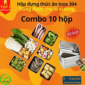 Hộp đựng thực phẩm tủ lạnh size 13.5x11x5cm kèm nắp nhựa chất liệu inox 304 dùng được cho lò vi sóng, chính hãng D Danido