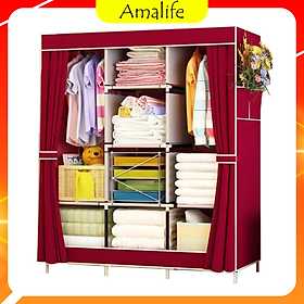 Mua Tủ Quần Áo Vải 3 Buồng 8 Ngăn Khung Nhôm Cao Cấp Dùng Gia Đình  Học Sinh  Sinh Viên  Cực Dễ Lắp Bền - Đẹp - Tiện Lợi Chính hãng Amalife