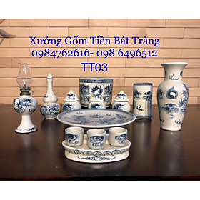 TT03 - Bộ thờ Thần tài men rạn giả cổ vẽ tay thủ công 100%