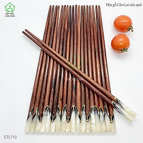 Mua Đũa Gỗ Cẩm Lai Tự Nhiên - Đầu Thạch Chéo Màu Trắng Sáng Đẹp (CTL713) Bộ 10 Đôi