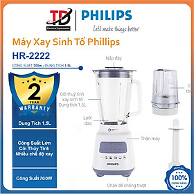 Mua Máy Xay Sinh Tố Philips HR2222 - 1.5L Cối Thủy Tinh - Công Suất 700W - Hàng Chính Hãng