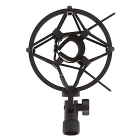 Universal Microphone Shock Mount Holder Clip Anti Vibration High Isolation for Studio Condenser Mic, Black/Silver