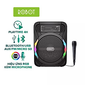 Mua Loa Bluetooth Ngoài Trời ROBOT RB450 - Hiệu Ứng Đèn LED RGB Tặng Kèm Micro Karaoke & Điều Khiển Hồng Ngoại - Công suất Lớn 20W Pin 1500mAh - Hàng Chính Hãng