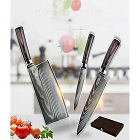 Mua DAO - BỘ 3 DAO BẾP NHẬT BẢN THÉP DAMASCUS MÃ LDT2 nt 234654467856