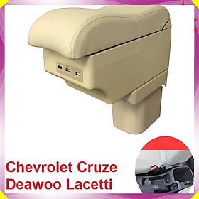 Bộ hộp tỳ tay ô tô Chevrolet Cruze và Deawoo Lacetti tích hợp 6 cổng USB - 2 màu: Đen và Be - Mã: EXPD-CRZE