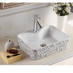 Mua Chậu Lavabo đặt bàn hình chữ nhật sọc đen_CHINOX